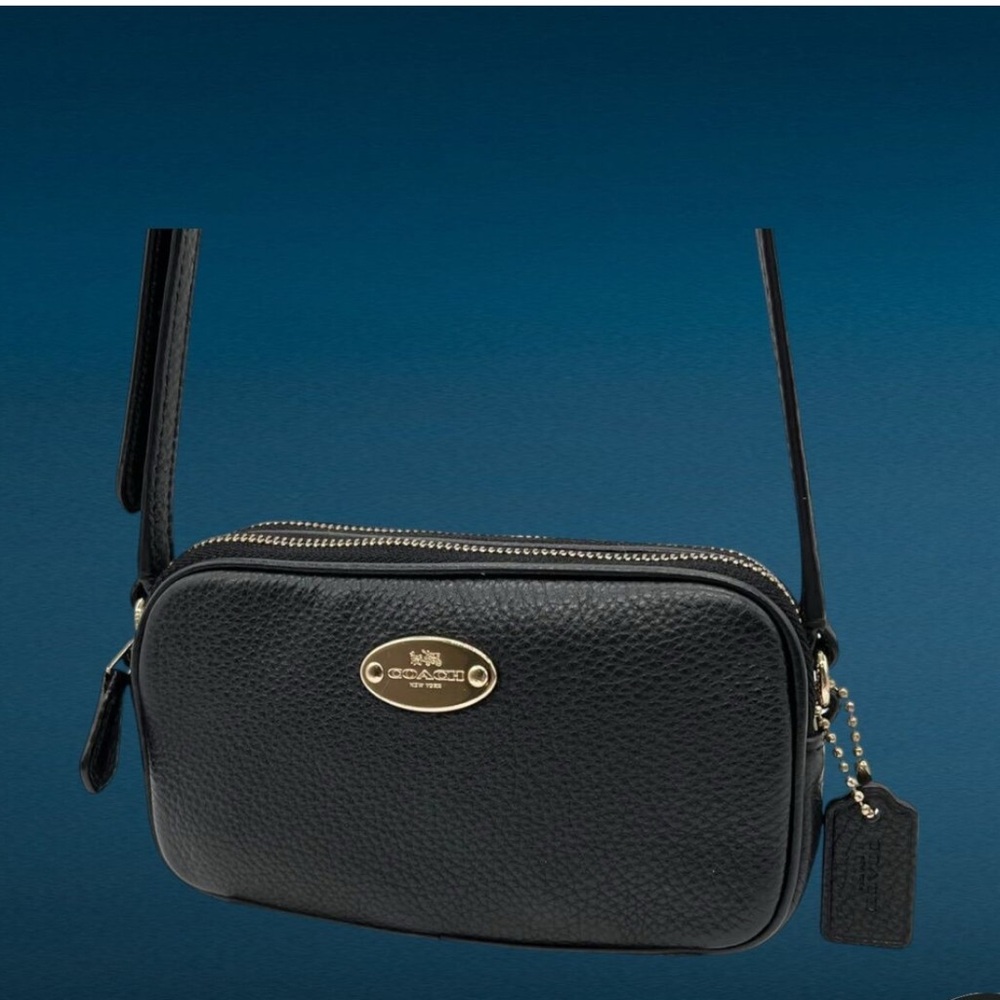 Coach Pebbled Leather Crossbody Pouch F53372 Black